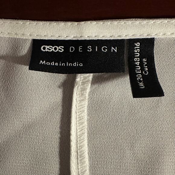 ASOS Lightweight balloon long sleeve Belted Robe Sheer Curve Made in India sz 16 - Picture 7 of 12